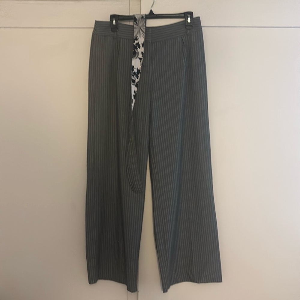 WHBM Gray Striped Wide Leg Pants
